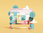 Web插图Photoshop商业品牌网页设计ui设计Web uiux ui几何adobe抽象几何Cinema4d cgi渲染集设计插图c4d 3d