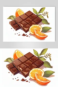 AI数字艺术巧克力水果插画