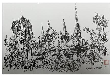 tanglang钢笔速写巴黎圣母院