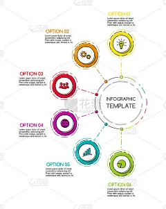 彩色的信息图表模板与商业图标。向量。