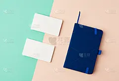 绿色,空白的,白色,长方形,笔记本,蓝色,米色背景,名片,叠