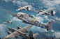 FW190 vs Marauders - Eduard Model Accessories boxart : Boxart illustration for Eduard Model Accessories scale model. This artwork couldn't be created without beautiful B-26 Marauder model by Adam Tooby. Models & Textures by Adam Tooby and Piotr Forkas