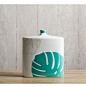 简约创意花瓶 北欧现代龟背竹细口花器陶瓷摆件装饰罐绿色叶子-善木良品