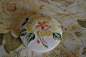 Yellow Blooms Vintage Embroidered Brooch