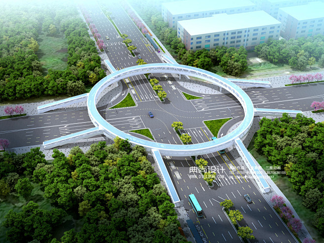 14a 6号天桥-日景 人行天桥过街效果图