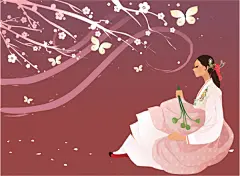 ??·韩服女孩·插画·韩国女孩·服饰·传统服饰 - 淡泊 - 淡泊