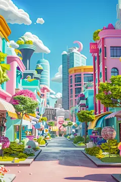 3D电商商业街场景创意设计