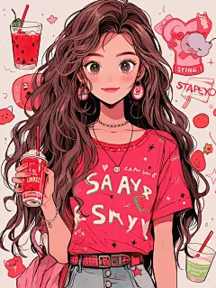 红色多巴胺女孩｜夏天来一杯草莓冰饮吧