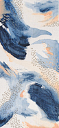 Abstract Deep Blue and Peaches Three. by TulipsAndLaceStudio: 