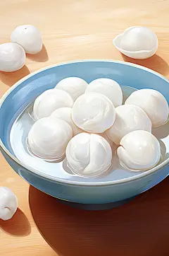 AI数字艺术国潮古风元宵节汤圆美食插画