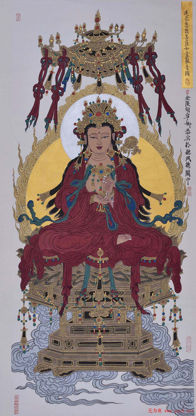 当代女画家胡宁娜佛教观世音工笔画
