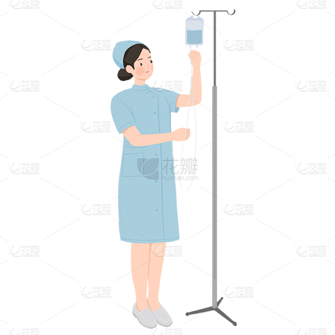 给病人打吊瓶的女医生医疗保健人物贴纸
