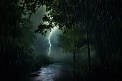 下雨雨天雨水暴雨倾盆大雨摄影图图片