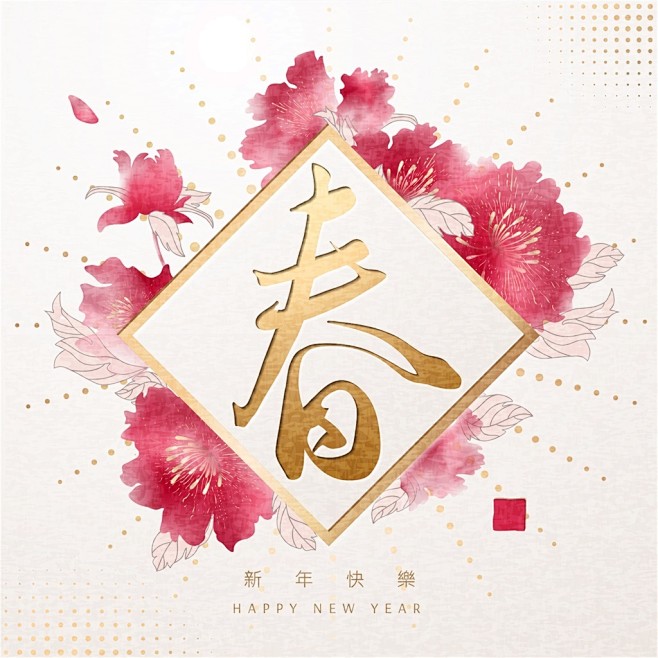 新年新春过年春节中式灯笼年会福气祥云