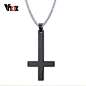 Vnox Male Black Plated St Peter's Inverted Cross Pendant Necklace for Men Stainless Steel Choker Crux de Sanctus Petrus Jewelry(China (Mainland))