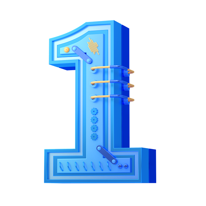 千库网_蓝色立体C4D1到9倒计时数字_...