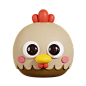 Chicken Hen Face  3D Illustration