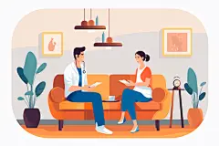 问诊检查扁平风心理咨询治疗人物场景插画