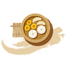 卡通手绘包子小笼包PNG