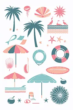 夏日元素插画风格