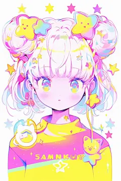 可爱活泼扁平风多巴胺女孩穿搭人物插画