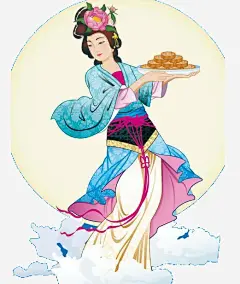 嫦娥奔月高清素材 中秋 仙女 嫦娥 插画 月饼 腾云驾雾 免抠png 设计图片 免费下载