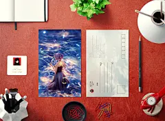 原创唯美手绘明信片