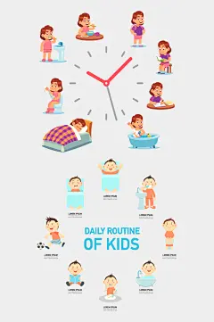 儿童作息时间表卡通插画