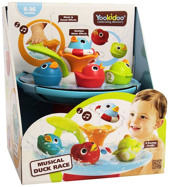 Bath Toy Musical Duck Race with Auto Fountain, Water Pump