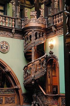 Wooden staircase in ...