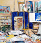 【英国艺术家Damian Elwes 笔下大师们的工作室】——"David Hockney's Studio, London," 2016