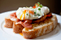 Thyme Poached Eggs with Bacon and Ciabatta
I found this excellent recipe for ciabatta bread (I made it into a loaf instead of pizza), the only change is that I added another half cup of flour or so since it was too watery and didn&#;8217t look like th