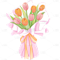 植物通用插画郁金香花束花朵元素素材