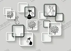 3D背景墙 【酷图网】猫,3D立体框,简笔画,简笔画猫,卡通猫,Q板猫,框框,过道,墙纸,壁画,墙布,壁纸,装饰画,无框壁画,电视背景墙