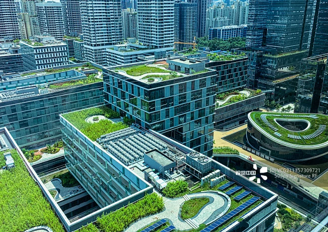 深圳湾科技生态园建筑群及楼顶花园图片素材-花瓣网