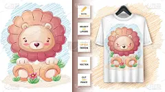 可爱的狮子海报和商品