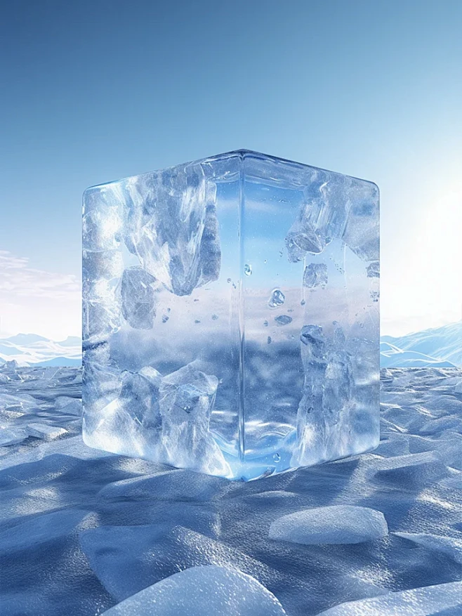 雪地冰块场景高级感时尚背景素材分享 - ...