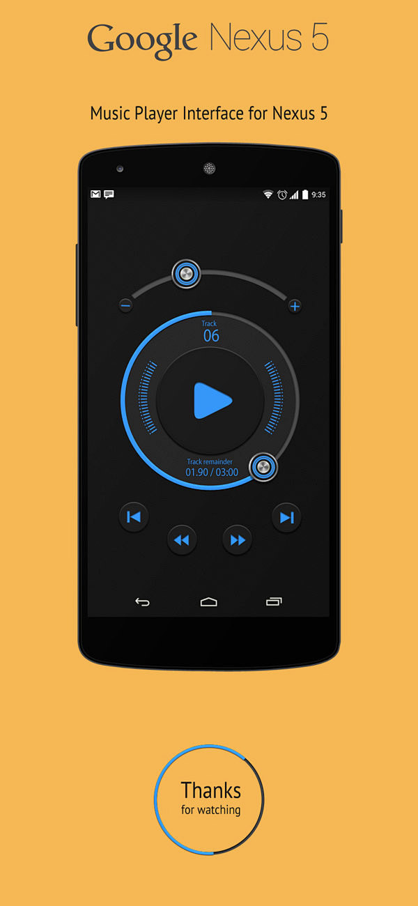 音乐播放器界面的nexus5behance