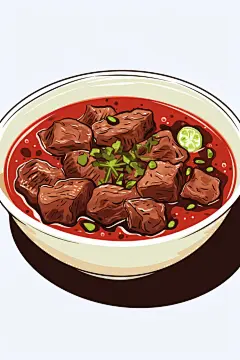 色泽诱人养生羊肉汤美食插画