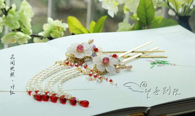 花间晚照流苏钗古典汉服发饰珍珠琉璃发簪子COS古装中国风盘发钗-淘宝网-花瓣网
