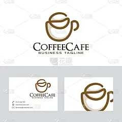 咖啡咖啡矢量标志与名片模板