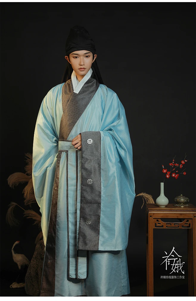 【定金】衿娥汉服 明制道服杂宝花卉万子纹 小金花 传统儒生男装-淘宝网-花瓣网
