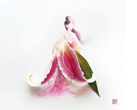 鲜花仕女 水彩画家 Lim Zhi We...