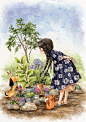 各式美丽的花草，初夏清新的庭院 ~ 来自韩国插画家Aeppol 的「森林女孩日记」系列插画。