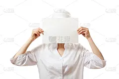 女护士显示空白标牌，孤立。