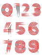 红色条纹数字体设计艺术字套图周年庆倒计时