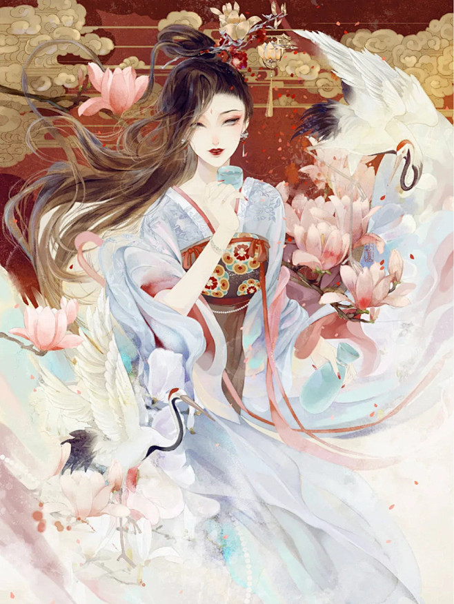 丹凤眼的古风神魔插画虚妄系列