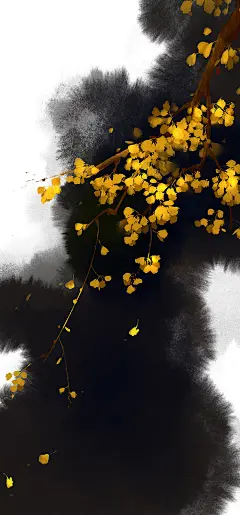 花树。-丨无轩丨丨_水墨,花卉,古风_涂鸦王国插画