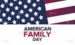 美国家庭的一天。每年8月庆祝。在美国的节日快乐。爱国的设计。海报，贺卡，横幅和背景。矢量图