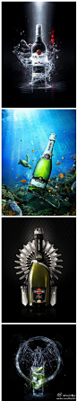Photoshop设计的漂亮酒瓶类广告设计，你能从中学到一些东西和设计灵感吗？